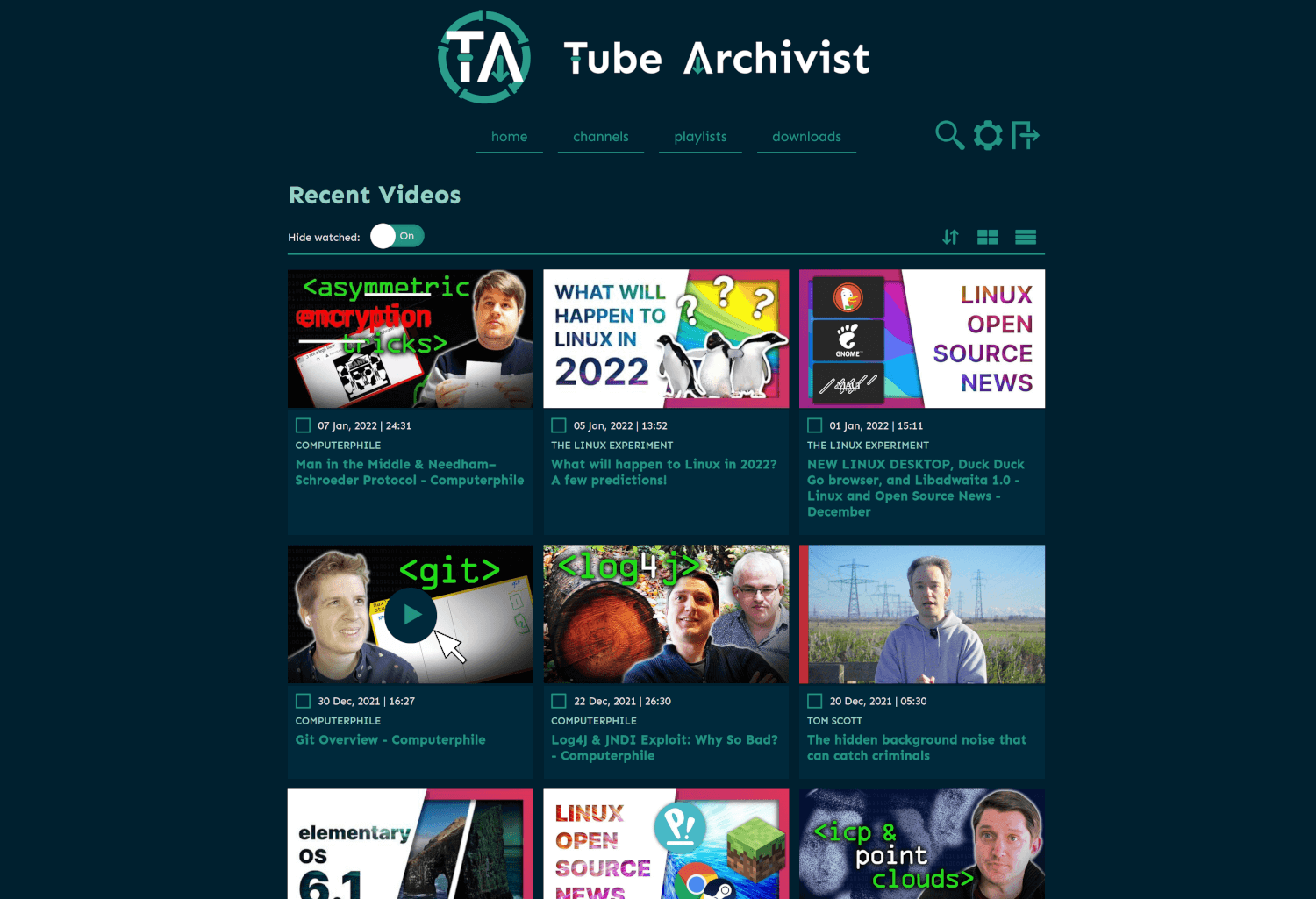 TubeArchivist Screenshot